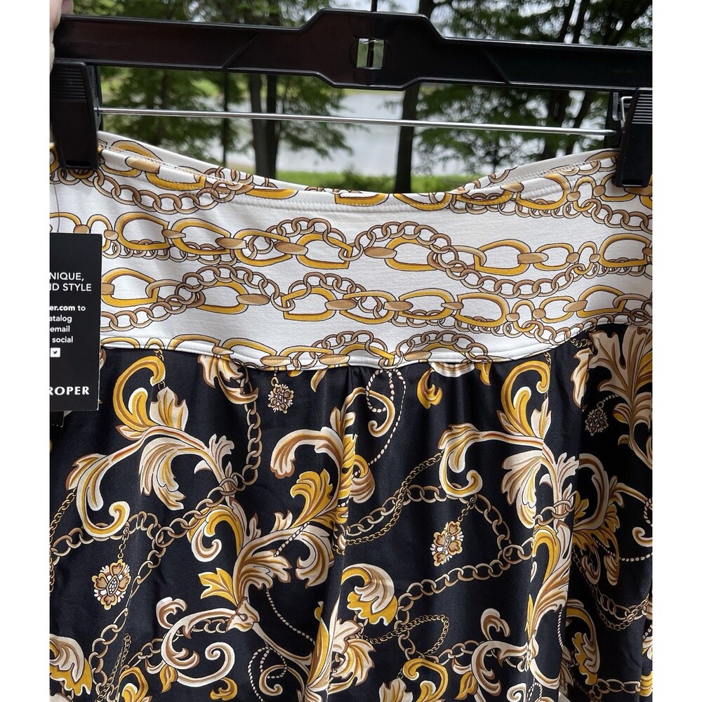 Boston Proper Swim Sense Filigree Status Print High Waisted Skirted Bottom Large